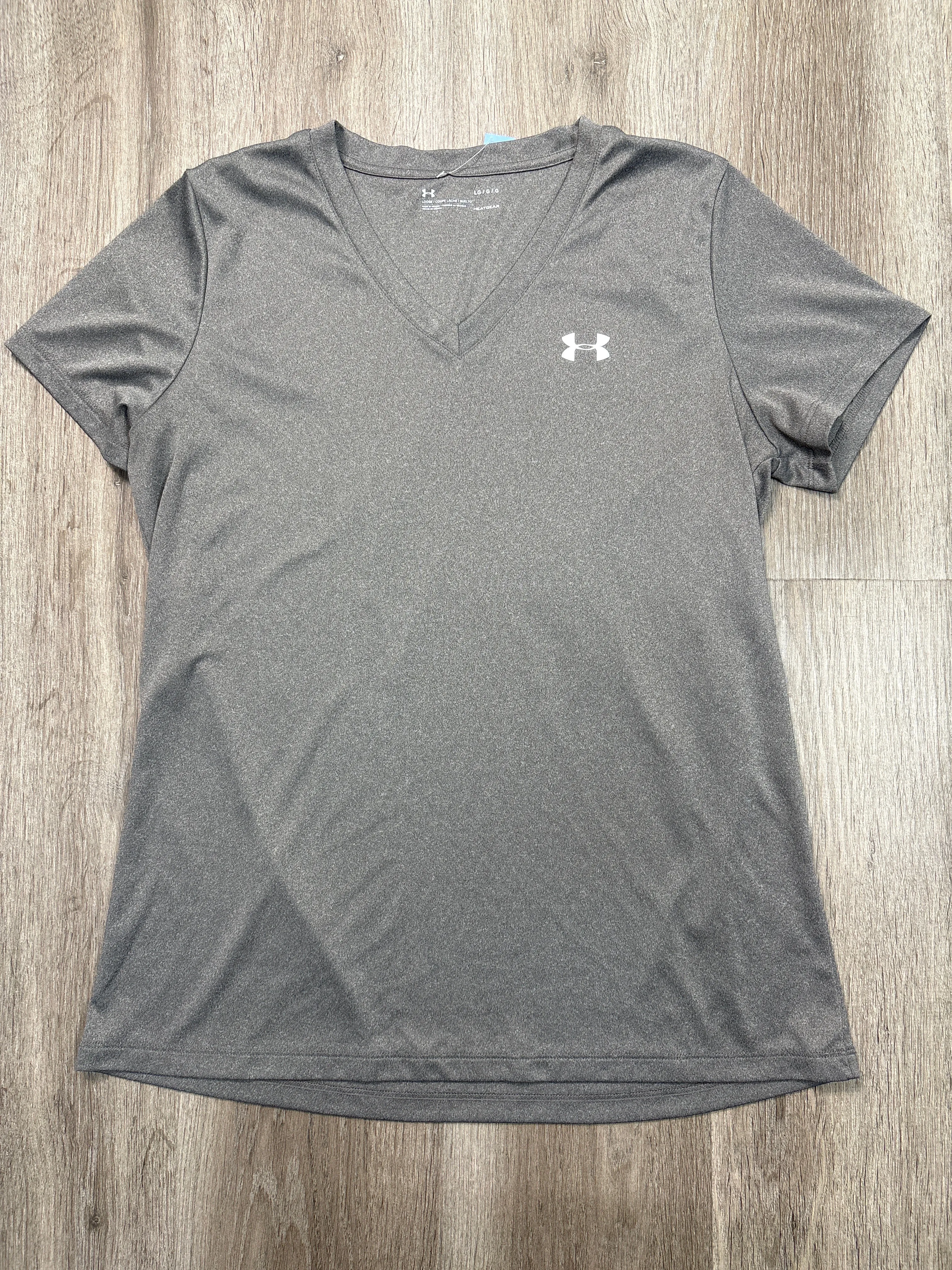 Athletic Top Short Sleeve By Under Armour In Grey, Size: L