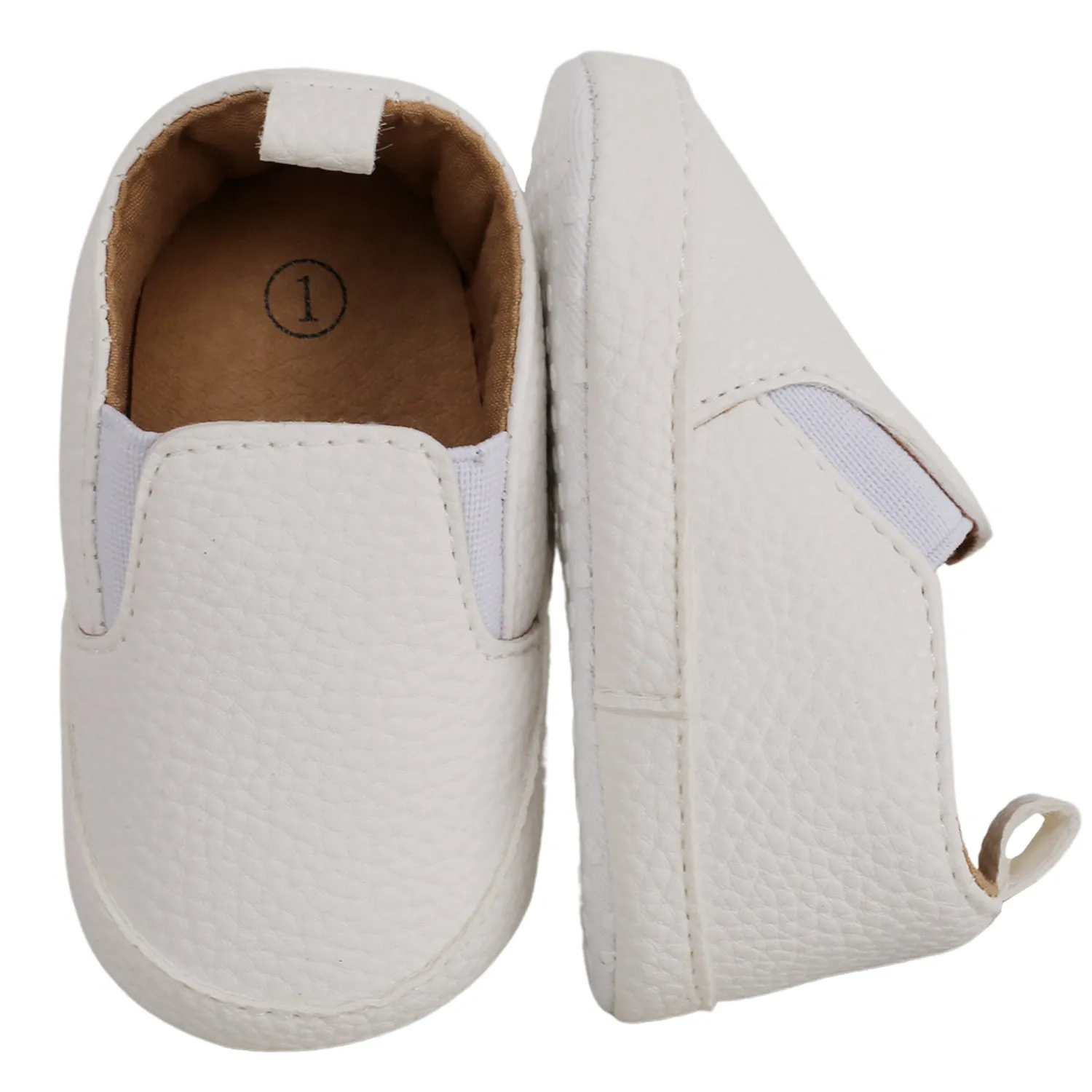 Baby Moo Leather White Slip-On Booties