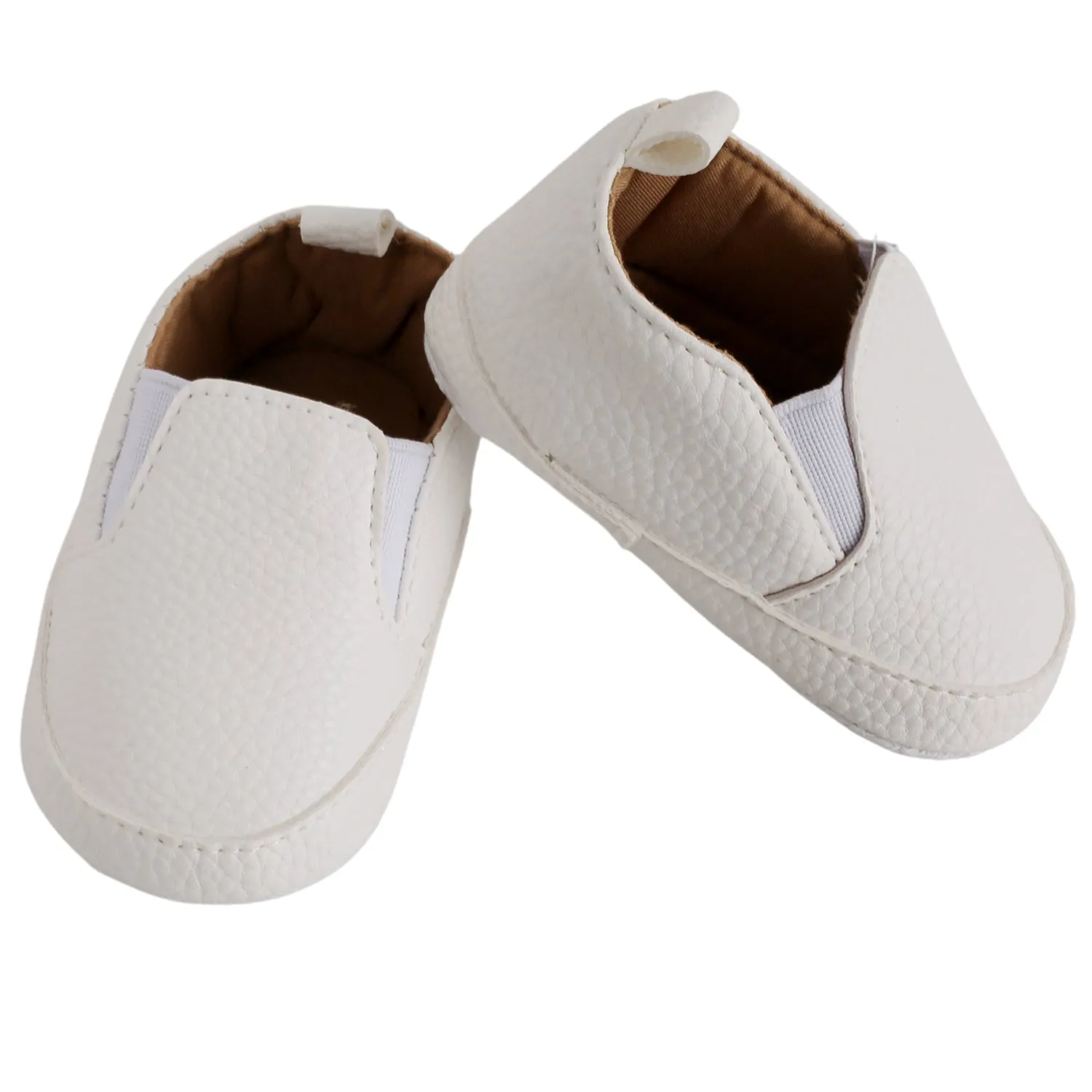 Baby Moo Leather White Slip-On Booties