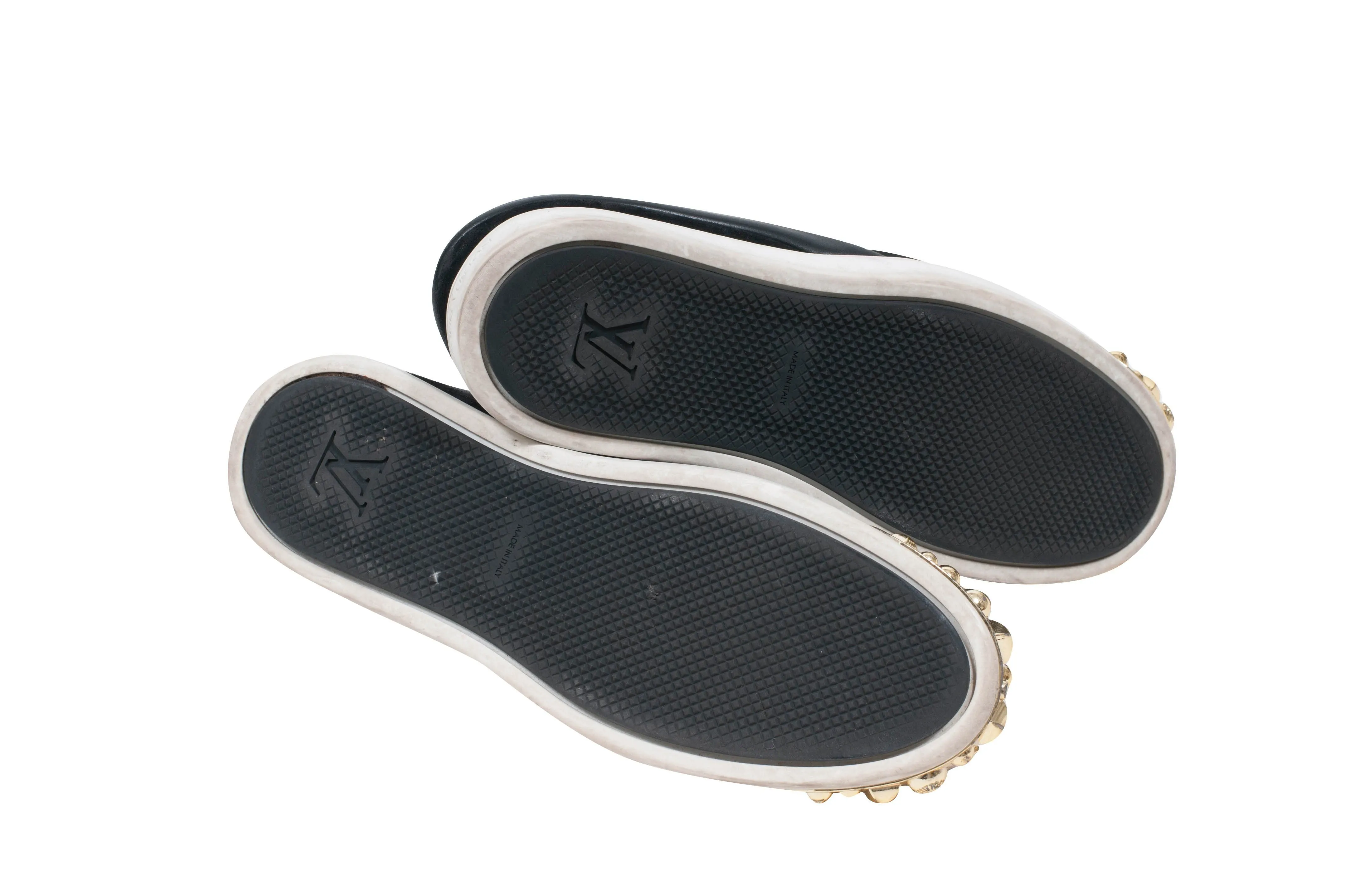 Black Patent Gold Studded Tempo Slip On Sneakers