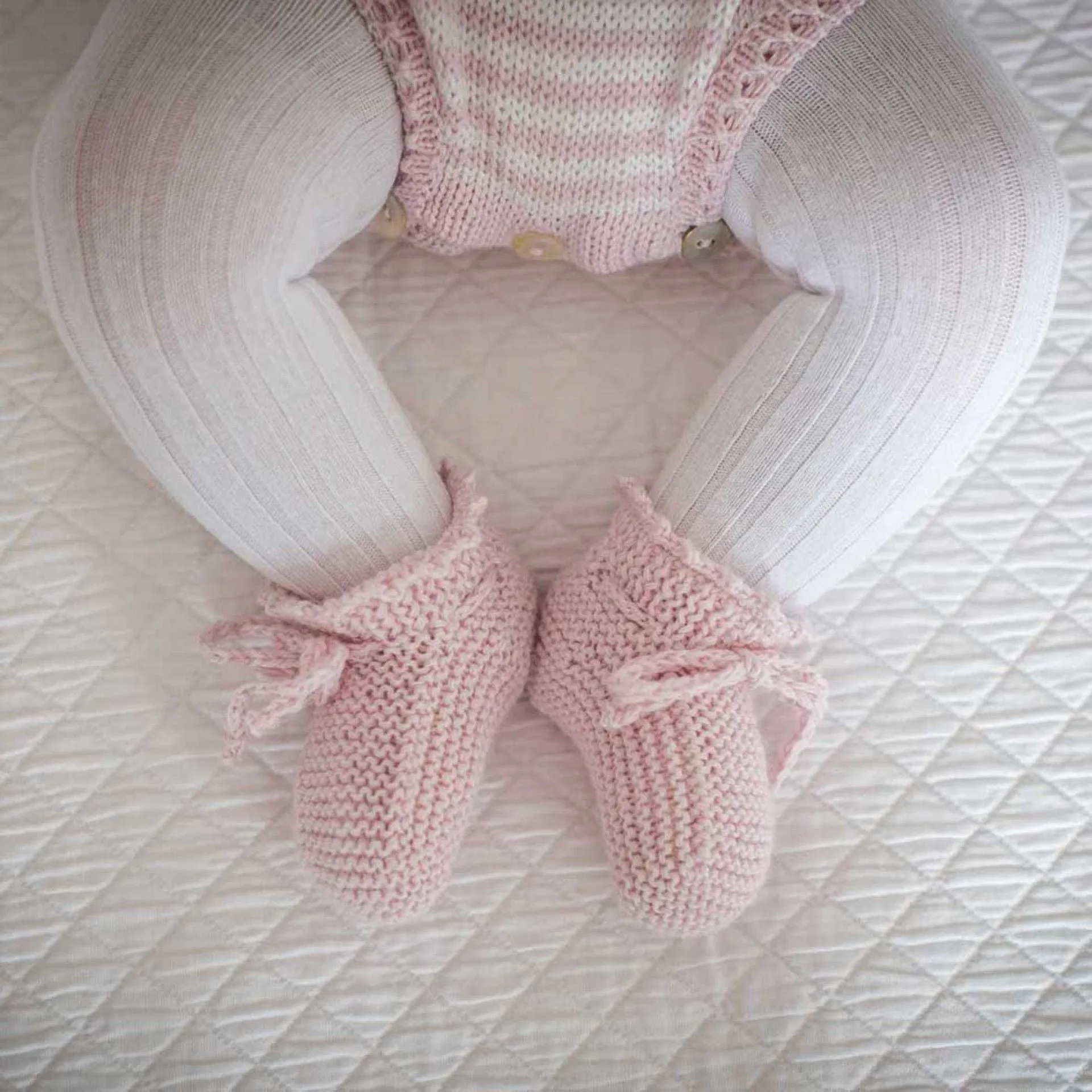 Dusty Pink Booties with Cableknit Detail