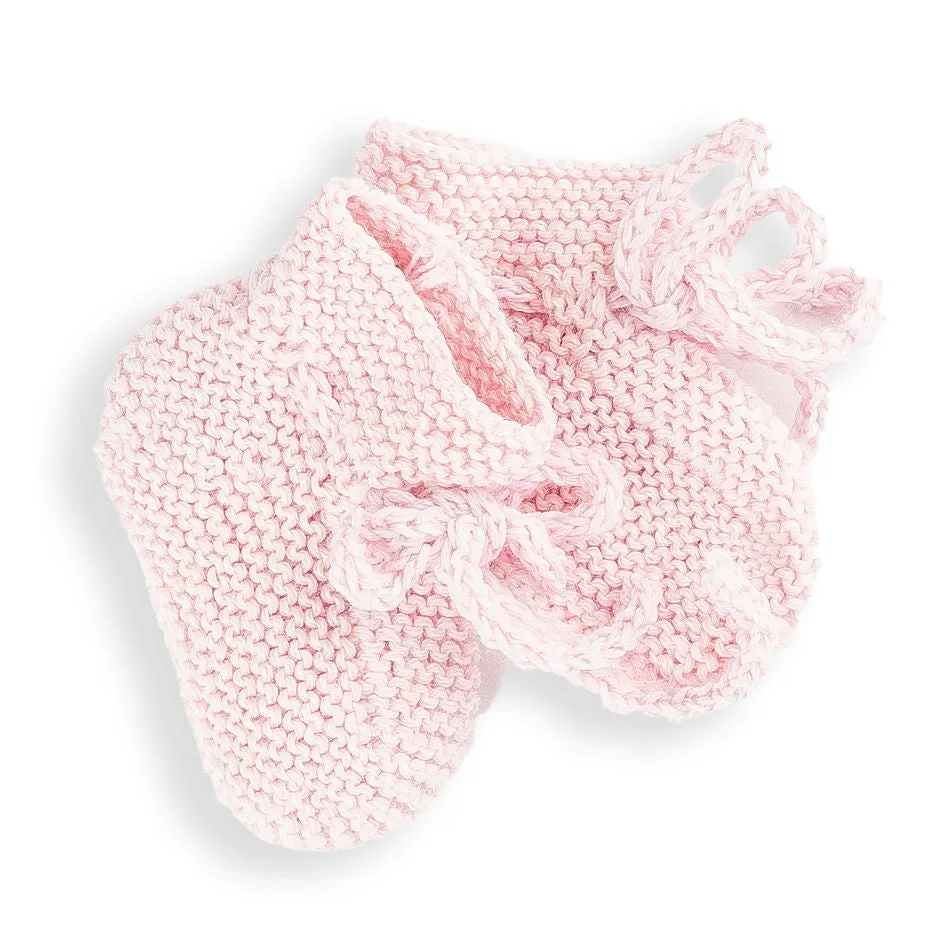 Dusty Pink Booties with Cableknit Detail
