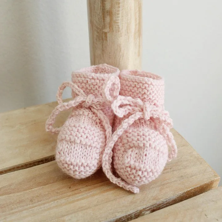 Dusty Pink Booties with Cableknit Detail