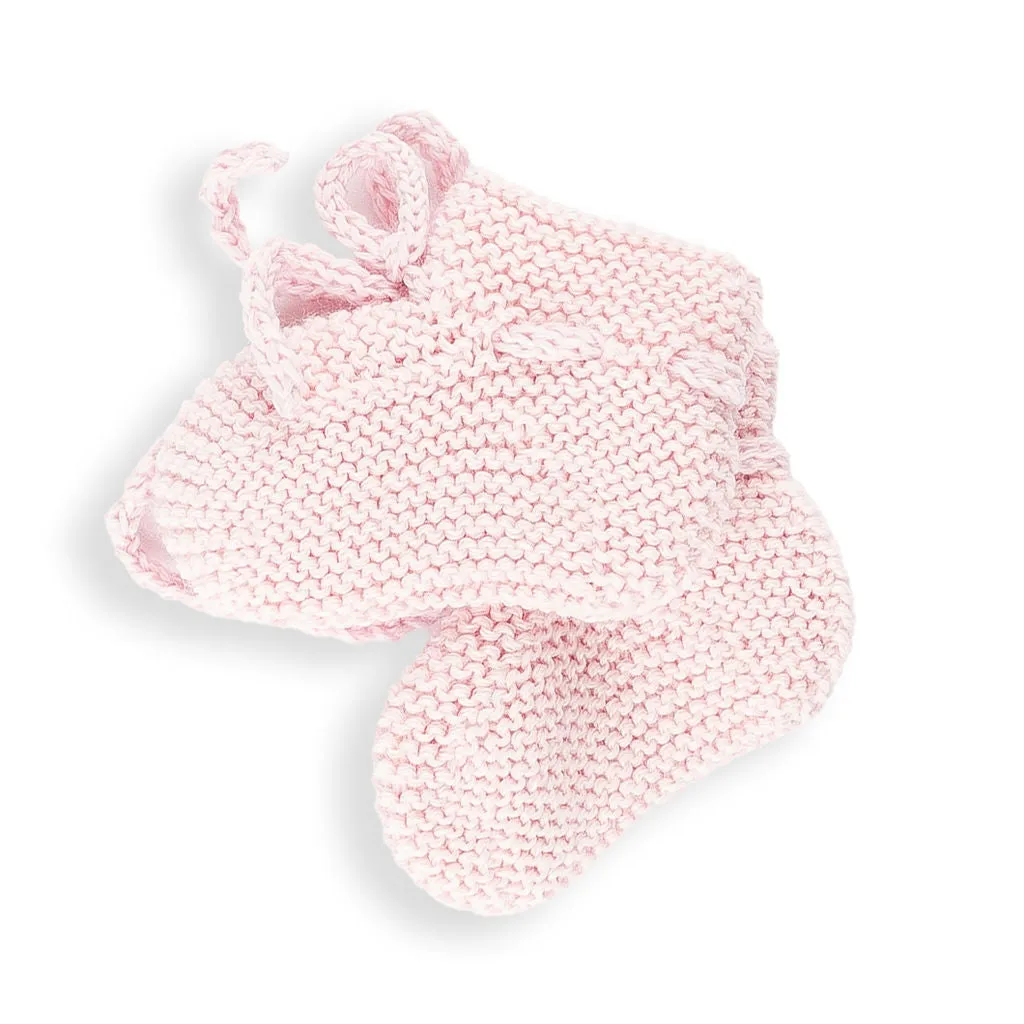 Dusty Pink Booties with Cableknit Detail