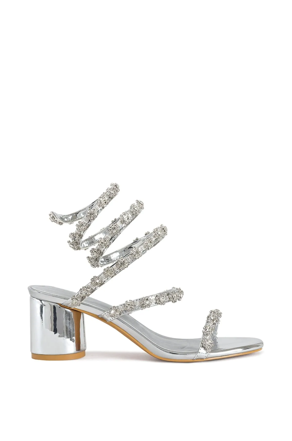 EMILIANO-SILVER WRAP BLOCK SANDAL