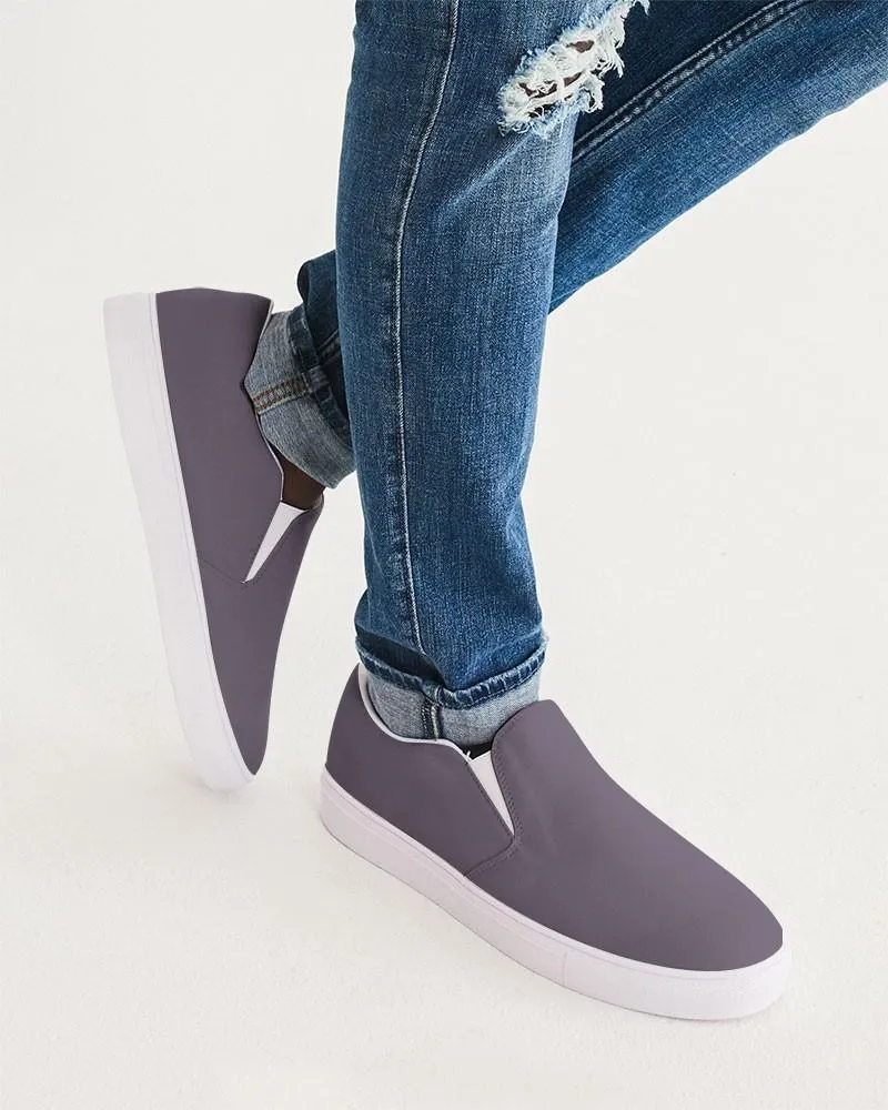 Medium Dark Purple Gray Slip-On Canvas Sneakers | Men's | Medium Dark Pale Pastel Purple Gray | C15M30Y0K60