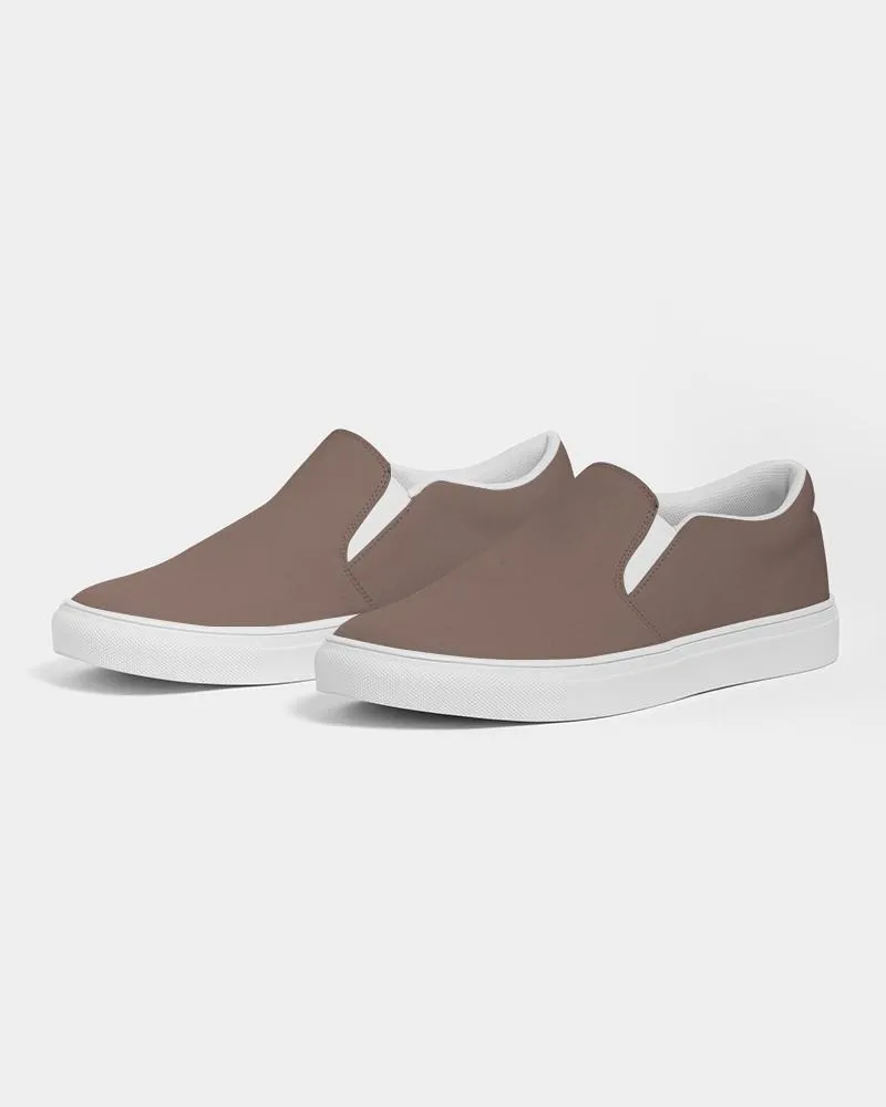 Medium Dark Red Brown Slip-On Canvas Sneakers | Men's | Medium Dark Pale Pastel Red Brown | C0M30Y30K60