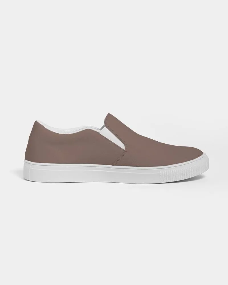 Medium Dark Red Brown Slip-On Canvas Sneakers | Men's | Medium Dark Pale Pastel Red Brown | C0M30Y30K60