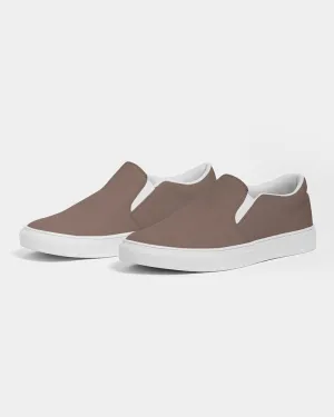Medium Dark Red Brown Slip-On Canvas Sneakers | Men's | Medium Dark Pale Pastel Red Brown | C0M30Y30K60