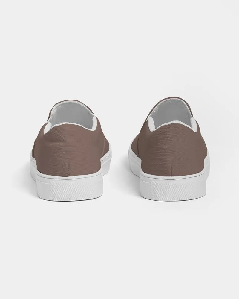 Medium Dark Red Brown Slip-On Canvas Sneakers | Men's | Medium Dark Pale Pastel Red Brown | C0M30Y30K60