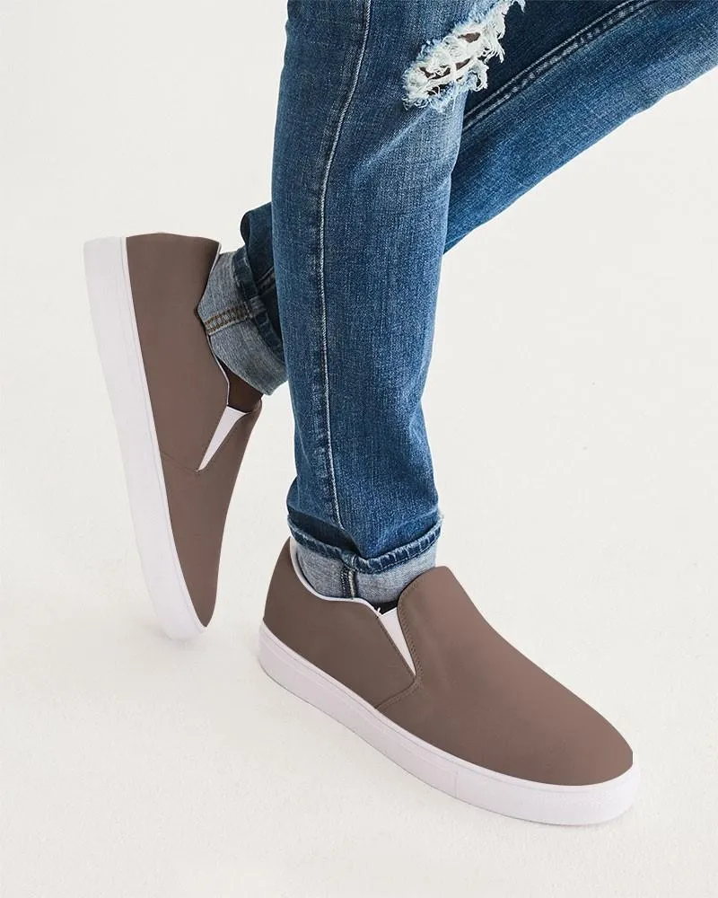 Medium Dark Red Brown Slip-On Canvas Sneakers | Men's | Medium Dark Pale Pastel Red Brown | C0M30Y30K60