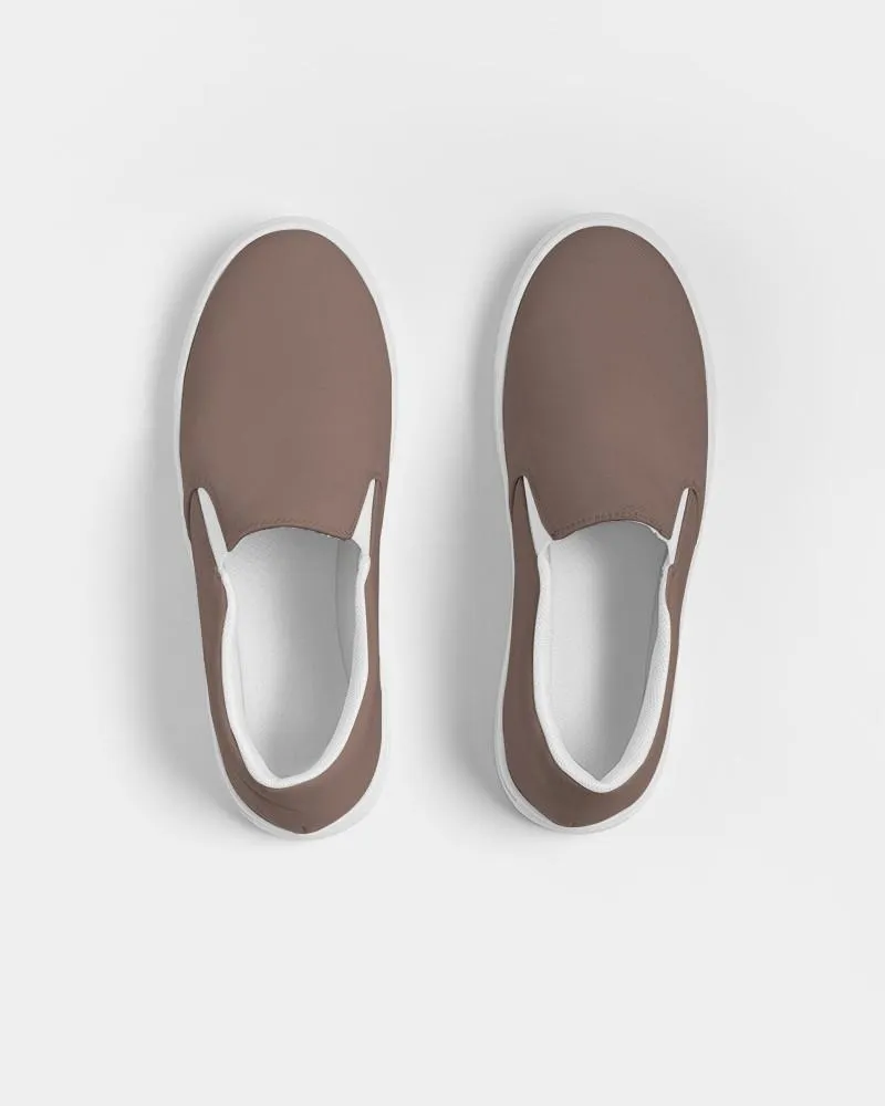 Medium Dark Red Brown Slip-On Canvas Sneakers | Men's | Medium Dark Pale Pastel Red Brown | C0M30Y30K60