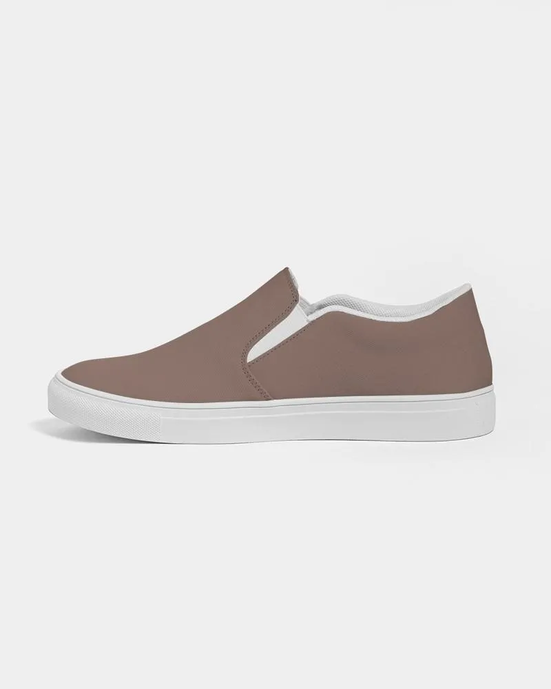 Medium Dark Red Brown Slip-On Canvas Sneakers | Men's | Medium Dark Pale Pastel Red Brown | C0M30Y30K60