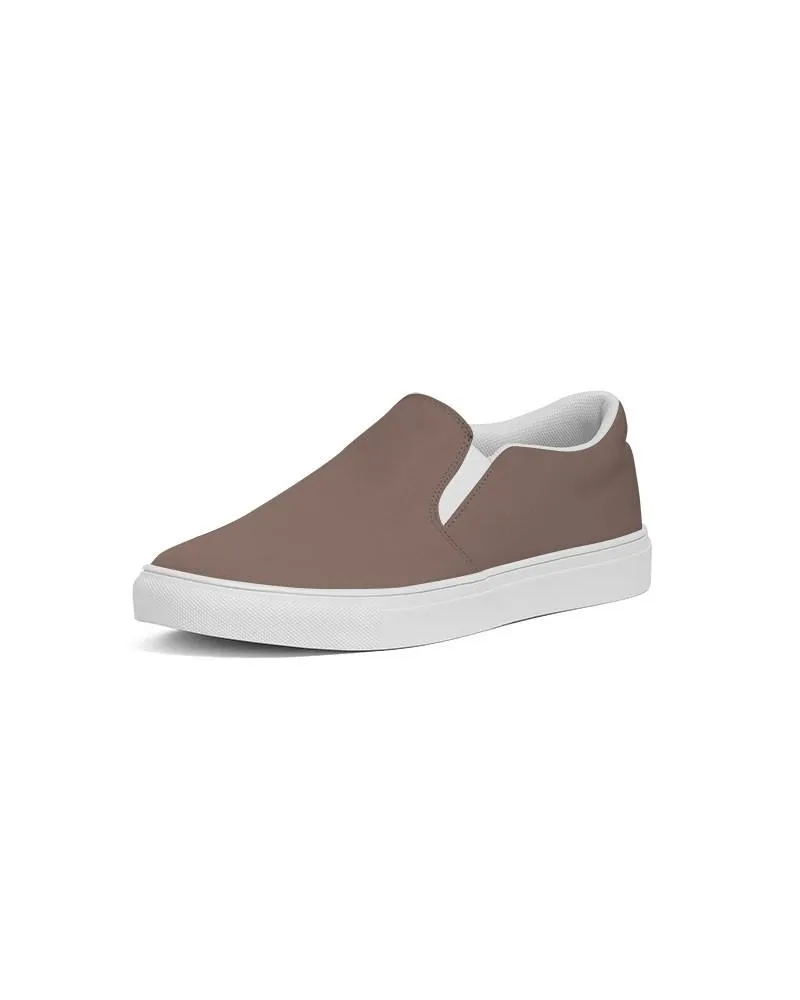 Medium Dark Red Brown Slip-On Canvas Sneakers | Men's | Medium Dark Pale Pastel Red Brown | C0M30Y30K60