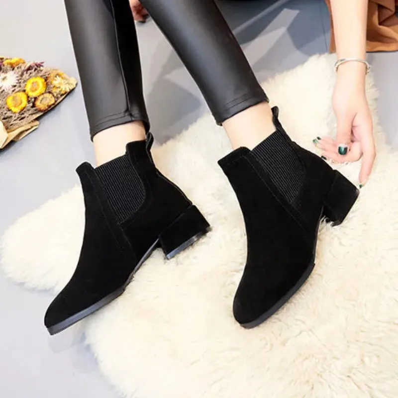 Medium Heels Ankle Suede Boot