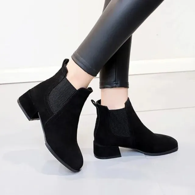 Medium Heels Ankle Suede Boot
