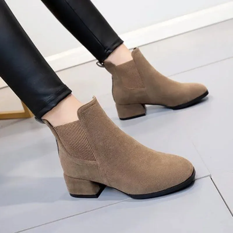 Medium Heels Ankle Suede Boot