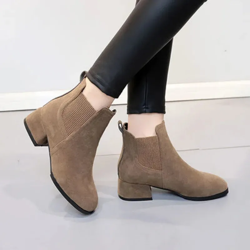 Medium Heels Ankle Suede Boot