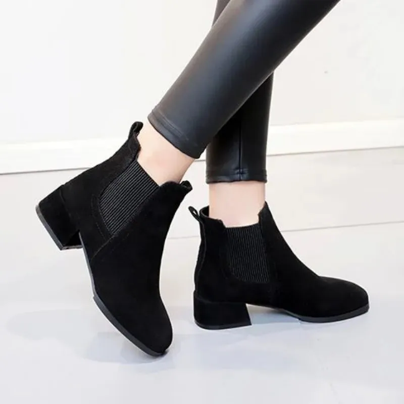 Medium Heels Ankle Suede Boot